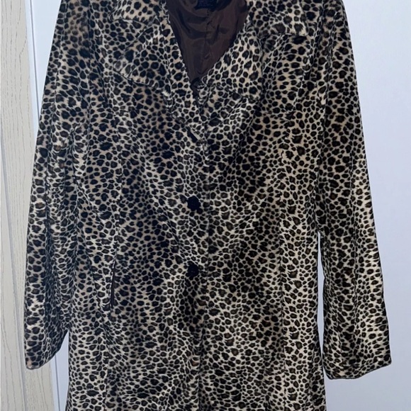 Y2K Jackie O Style Leopard Print Faux Fur Coat M - Spoiled Girl - Picture 2 of 4